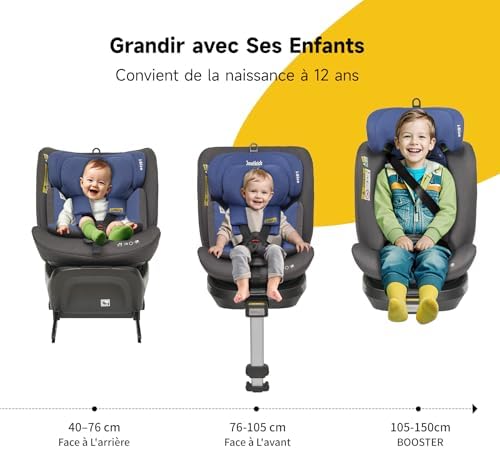 Siège auto pivotant 360° pour enfants de 40 à 150 cm avec sécurité i-Size