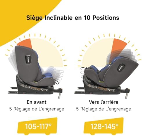Siège auto pivotant 360° pour enfants de 40 à 150 cm avec sécurité i-Size