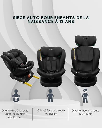 Siège auto i-Size 360° avec protection latérale et installation ISOFIX