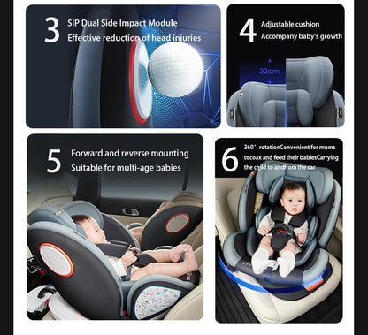 Siège auto rotatif à 360° avec sécurité avancée et confort ergonomique